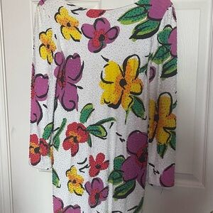 Adrienne Vittadini beaded long sleeve floral dress